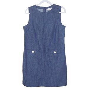 Ann Taylor Loft Denim Pinafore Dress Sleeveless 4 Preppy Academia Boho